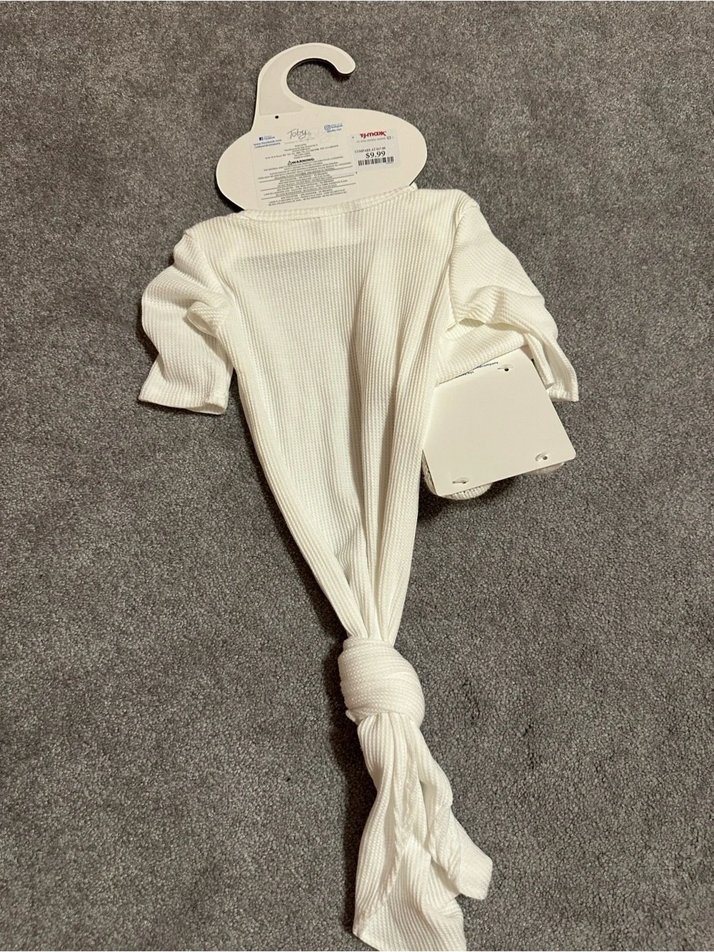 NWT- Neutral White Baby Knotted One-Piece with Hat & Booties- NB